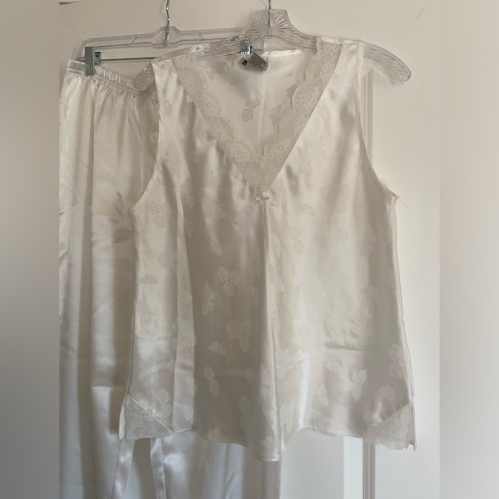 White satin and lace pjs